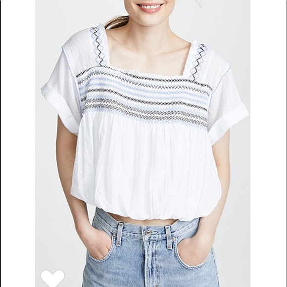 Free People Tops - Free People Wandering Skies smocked crop top